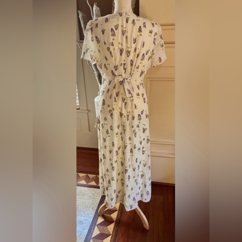 Vintage Positive Attitude Cream and Purple Floral Maxi Dress - Picture 2 of 10